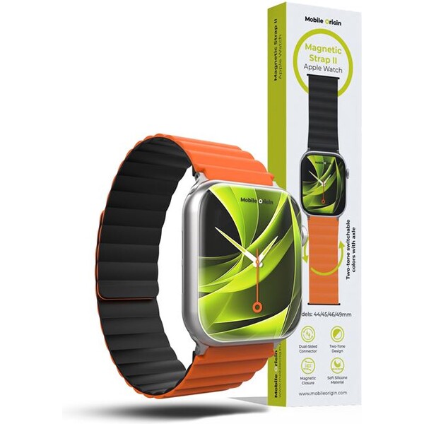 Řemínek pro Apple Watch 42/44/45/49 mm Mobile Magnetic Strap II - oranžový/černý