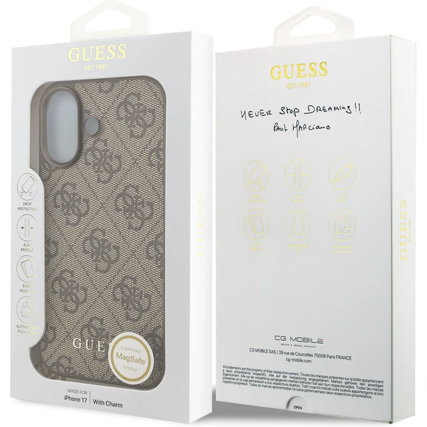 Guess 4G Charm kryt iPhone 17 hnědý - Pouzdra - Obrázek e926e2acff6943f988335ac9c202b433