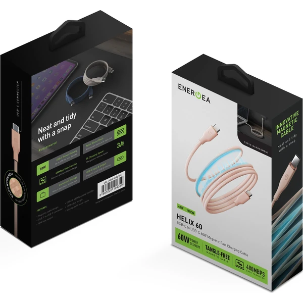ENERGEA Helix 60W USB-C magnetický kabel (480Mbps), 1,5 m, růžový - Kabely a redukce - Obrázek e9325984f6b84456b95d58bb0bef1765