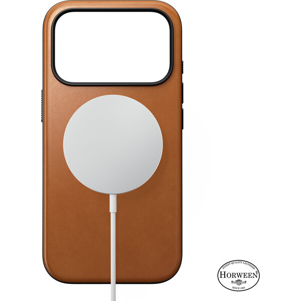 Nomad Modern Leather (Horween) MagSafe kožený kryt iPhone 18 Pro Saddle - Pouzdra - Obrázek e93afebb22ec45df9c610066bb5e1658
