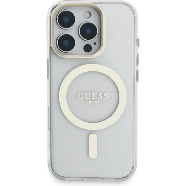 Guess PC/TPU Electroplated Stand Camera Frame MagSafe kryt s vyměnitelným pozadím iPhone 16 Pro - Pouzdra - Obrázek e981cb6c71014c508239dbde8fef84d0