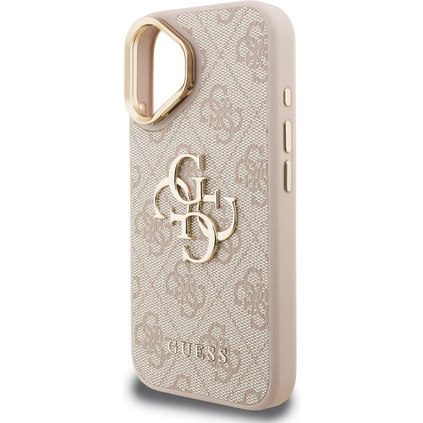 Guess PU 4G Metal Logo Stand Camera Frame kryt iPhone 16 růžový - Pouzdra - Obrázek e98b4725914e41549ea3ef7c0c4631b9