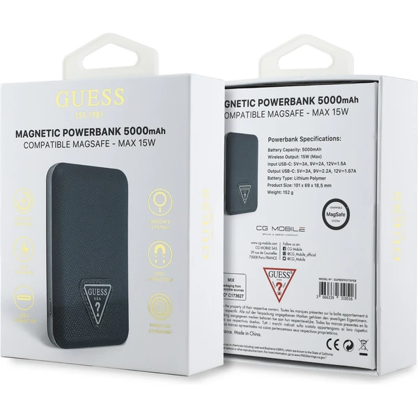 Guess PU Grained Triangle Logo MagSafe powerbanka 5000mAh modrá - Powerbanky - Obrázek e99fbf5e673145c58f37f4ab2b551b98