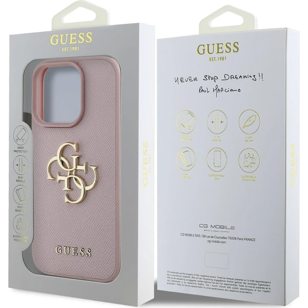 Guess PU Grained 4G Metal Logo kryt iPhone 16 Pro Max růžový - Pouzdra - Obrázek ea2a924aa3544874ada286665438aad5