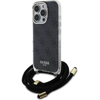 Guess IML 4G Printed Crossbody Popruh kryt iPhone 16 Pro černý - Pouzdra