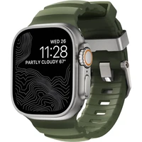 Nomad Rocky Point Band řemínek Apple Watch 49/45/44/42mm stříbrný/tmavě zelený - Řemínky