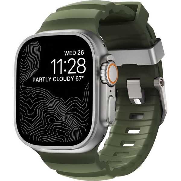 Nomad Rocky Point Band řemínek Apple Watch 49/45/44/42mm stříbrný/tmavě zelený