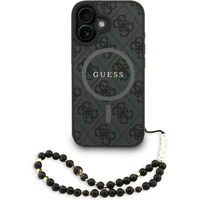 Guess PU Leather 4G Colored Ring Strap MagSafe kryt iPhone 16 černý - Pouzdra