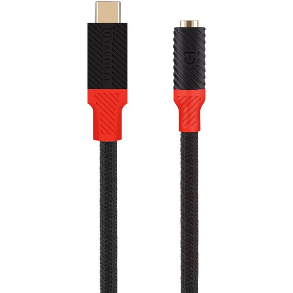Tactical Pin4Fun kabel USB-C/Jack 3,5mm (10cm) černý/červený