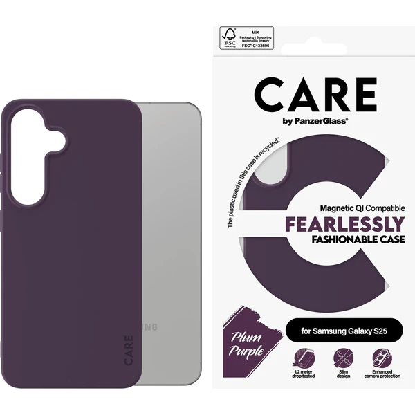 PanzerGlass® CARE kryt Samsung Galaxy S25 Fearlessly fialový (Plum Purple) QI - Pouzdra - Obrázek ead454038ec54e559446754a97ff4d9c