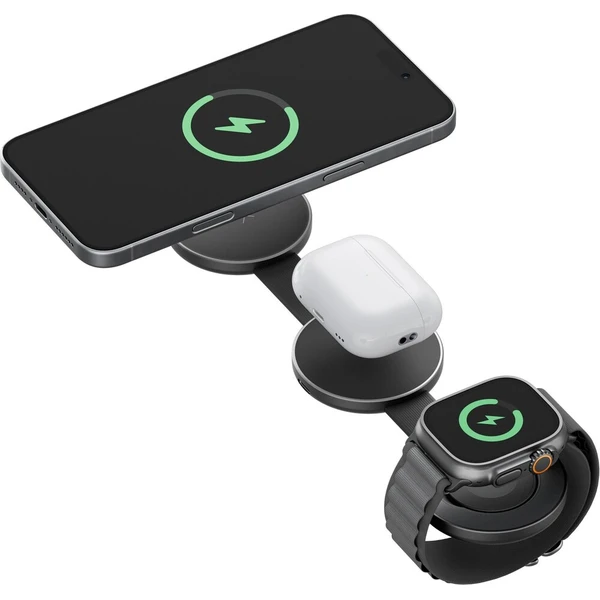 ENERGEA AluMag Trio 3v1 Foldable (Qi2) hliníková MagSafe nabíječka 15W černá - Nabíječky - Obrázek eb1005ff6a994fd2ac592acdc8d41c68