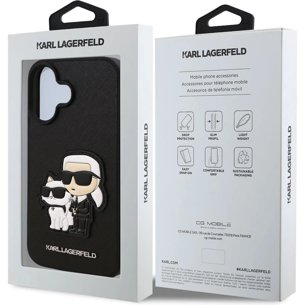 Karl Lagerfeld PU Saffiano Karl and Choupette kryt pro iPhone 16 černý - Pouzdra - Obrázek eb5cd5137845486e96febcc9bf6d476a