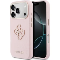 Guess PU Resin Logo kryt iPhone 17 Pro Max růžový - Pouzdra