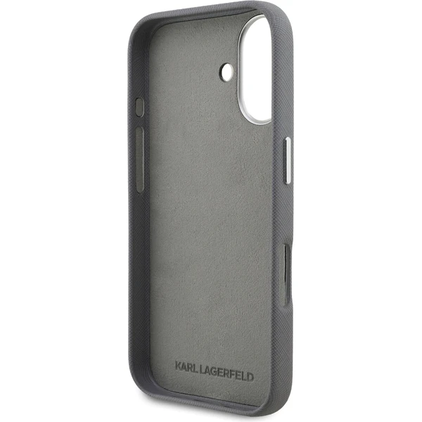 Karl Lagerfeld Grained PU K&CH Heads kryt iPhone 16 šedý - Pouzdra - Obrázek eb9da51b139b4a039627bb2c9ed96169