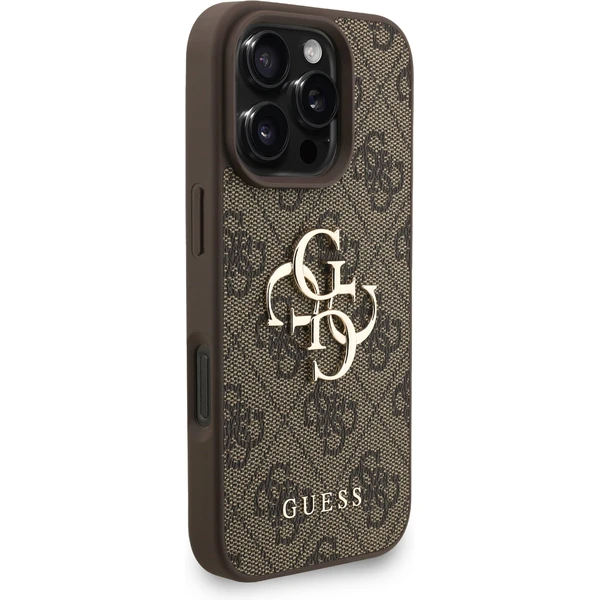 Guess PU 4G Metal Logo Strap kryt iPhone 16 Pro Max hnědý - Pouzdra - Obrázek ebba44d4ea4d41eaa8038e7cf3b642f3