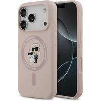 Karl Lagerfeld Liquid Silicone Karl and Choupette MagSafe kryt iPhone 17 Pro růžový - Pouzdra