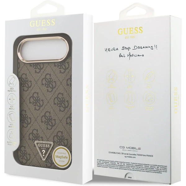 Guess PU Leather 4G Triangle Logo Gold Frame MagSafe kryt iPhone Air hnědý - Pouzdra - Obrázek ec0f6857be6e4ecb8fc6f9634e2f9e01