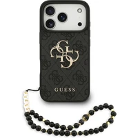 Guess PU 4G Metal Logo Strap kryt iPhone 17 Pro černý - Pouzdra