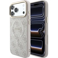 Guess PU Leather 4G Gold Frame Embossed MagSafe kryt iPhone 18 Pro Max růžový - Pouzdra
