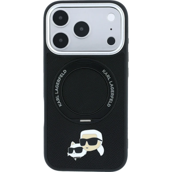 Karl Lagerfeld PU Grained K&CH Heads Ring Stand Magsafe kryt iPhone 18 Pro černý - Pouzdra - Obrázek eca72fe7de114c7f91c59f35f79fd0d2