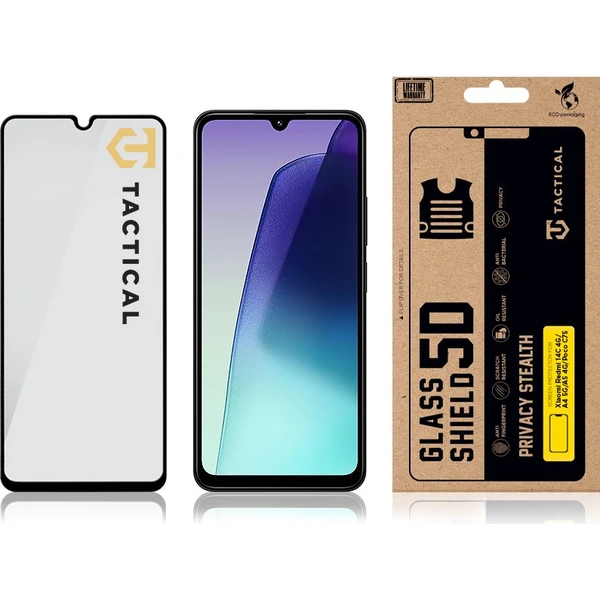 Tactical Glass Shield Privacy Stealth 5D sklo Xiaomi Redmi 14C 4G/A4 5G/A5 4G/Poco C75 černé - Ochranné folie a skla - Obrázek ecba42e48dab45e08bba1560117f018e