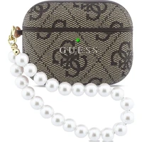 Guess PU 4G Classic Logo Pearl Strap pouzdro AirPods Pro 3 hnědé - Pouzdra
