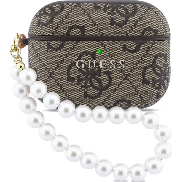 Guess PU 4G Classic Logo Pearl Strap pouzdro AirPods Pro 3 hnědé
