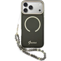 Guess IML Glitter Script Strap MagSafe kryt iPhone 17 Pro Max černý - Pouzdra