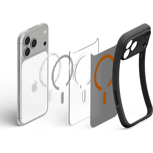 Spigen Ultra Hybrid MagSafe kryt iPhone 18 Pro Max/17 Pro Max frost black orange - Pouzdra - Obrázek edf709fb4edd4e09929c956701315f17
