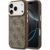 Guess PU Leather 4G Gold Frame MagSafe kryt iPhone 17 Pro hnědý - Pouzdra