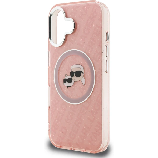 Karl Lagerfeld IML K&CH Heads Repeated Logo MagSafe kryt iPhone 16 růžový - Pouzdra - Obrázek ee5f3011251b4dd88befcc4f176edccf