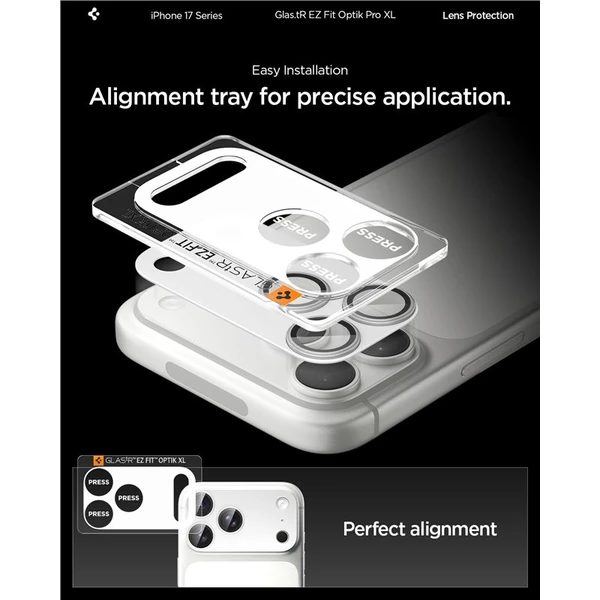 Spigen Glass tR EZ Fit Optik Pro XL sklo na fotoaparát iPhone 17 Pro stříbrné - Ochranné folie a skla - Obrázek eebd6f09df04499eaabc95642ec9c6cc