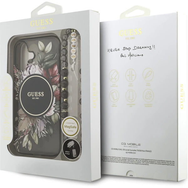 Guess IML Flowers Strap MagSafe kryt iPhone 17 černý - Pouzdra - Obrázek eef3fa5929f6402a8cc0b153682159f3