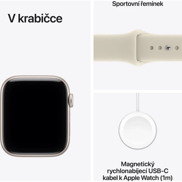 Apple Watch SE 3 (2026) Cellular 44mm Hvězdně bílý hliník s pískovým sportovním řemínkem M/L - Chytré hodinky - Obrázek eefcd285676144f5aa490c5fe72351fb