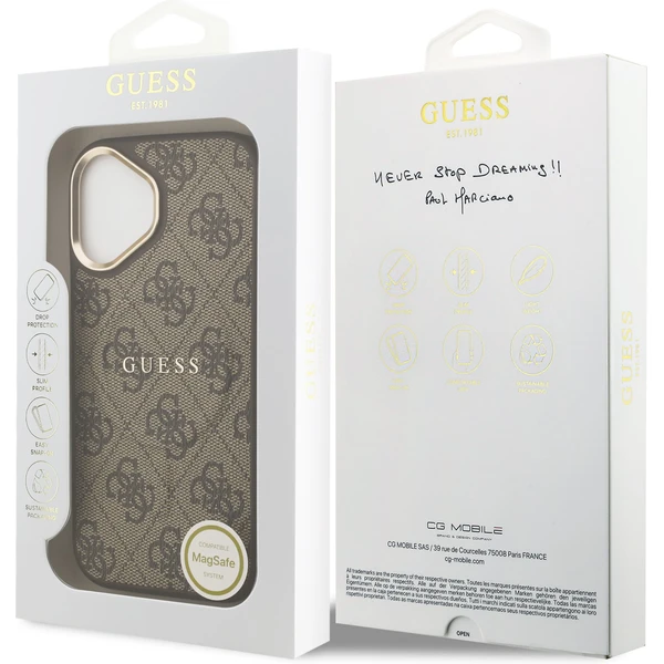 Guess PU Leather 4G Gold Frame MagSafe kryt iPhone 17 hnědý - Pouzdra - Obrázek ef0b8b9d99f443259239750bebceeba4