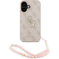 Guess PU 4G Metal Logo Strap kryt iPhone 16 růžový - Pouzdra