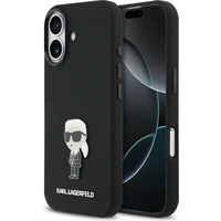 Karl Lagerfeld Liquid Silicone Metal Ikonik kryt iPhone 17 černý - Pouzdra
