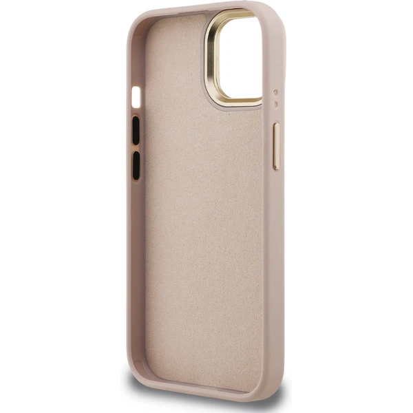 Guess PU 4G Metal Logo Stand Camera Frame kryt iPhone 15 růžový - Pouzdra - Obrázek efb7e364c7434a1782033f714c33ccc4