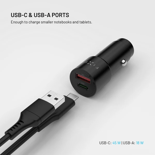 FIXED (63W) autonabíječka s USB-C/USB-A, PD 3.0, černá - Nabíječky - Obrázek efd64836a45a41feb3554fbf3eb2b256