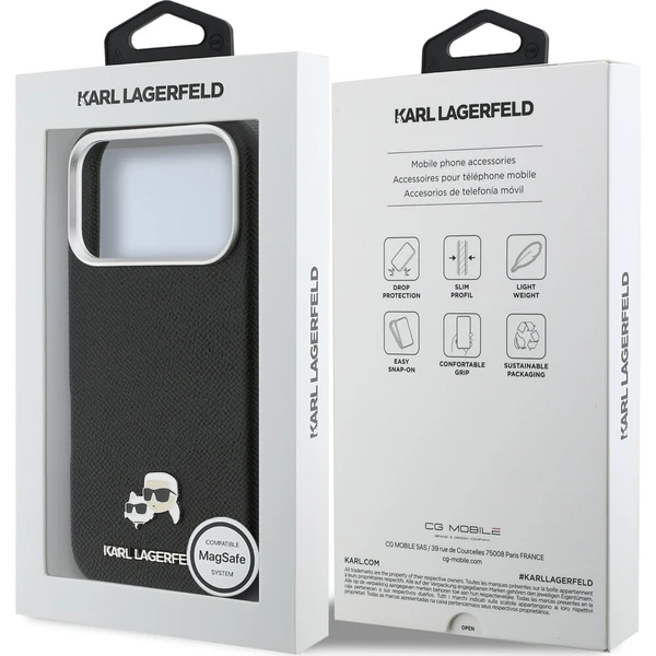 Karl Lagerfeld PU Karl and Choupette Heads Pins MagSafe kryt iPhone 17 Pro Max černý - Pouzdra - Obrázek efe29773dae645e2af1c6e9a305cb163