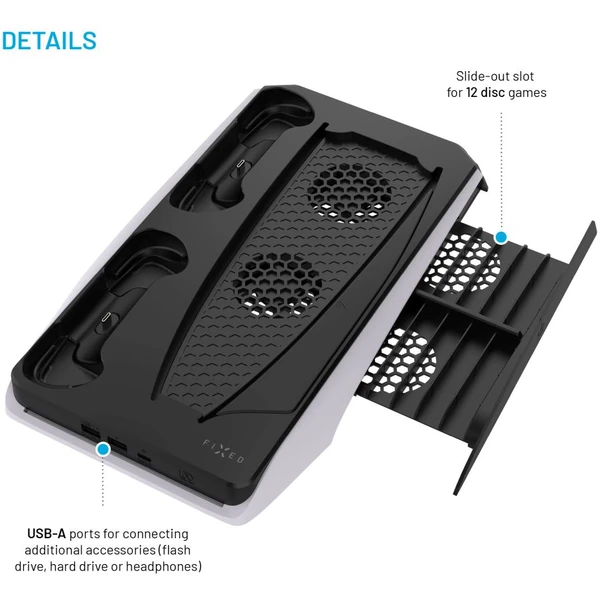 FIXED nabíjecí stanice s chlazením pro PlayStation 5 a DualSense černá - Nabíječky - Obrázek efe4ba7c07dd47b9a81c5e0d3bfd0604