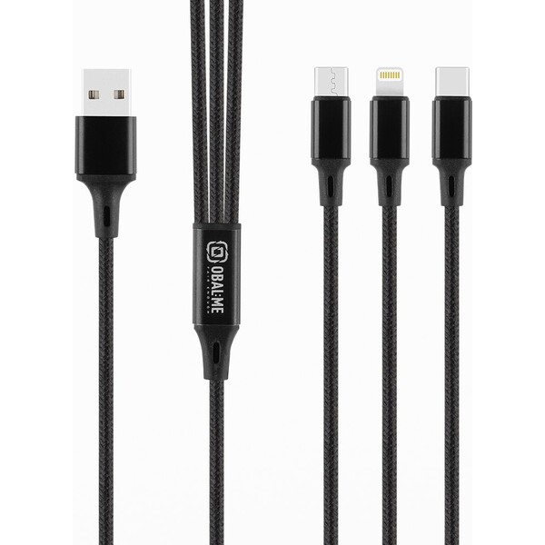 OBAL:ME 3v1 AllConnect Fast Charge USB-A/USB-C, Lightning, Micro-USB Kabel (1,2m) černý