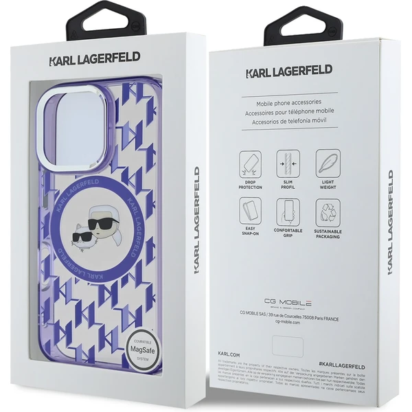 Karl Lagerfeld IML Monogram K&CH Heads MagSafe kryt pro iPhone 16 Pro Max fialový - Pouzdra - Obrázek f07942eeada64aab935d87187e996092