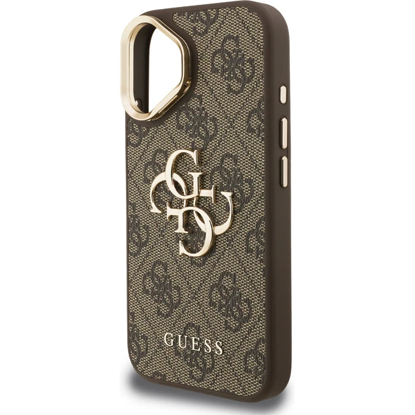 Guess PU 4G Metal Logo Stand Camera Frame kryt iPhone 16 hnědý - Pouzdra - Obrázek f08a916870214026a15b895e606cb4d3