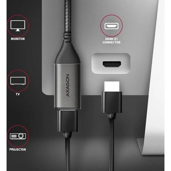 AXAGON USB-C/HDMI redukce 4K 0,25m černá - Kabely a redukce - Obrázek f098b589478543d2bbc3c5fd862b65d3