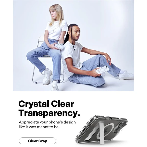 Spigen Caseology Capella MagSafe Kickstand kryt iPhone 16 Pro clear gray - Pouzdra - Obrázek f0cdf96de8554353939cac160332a773