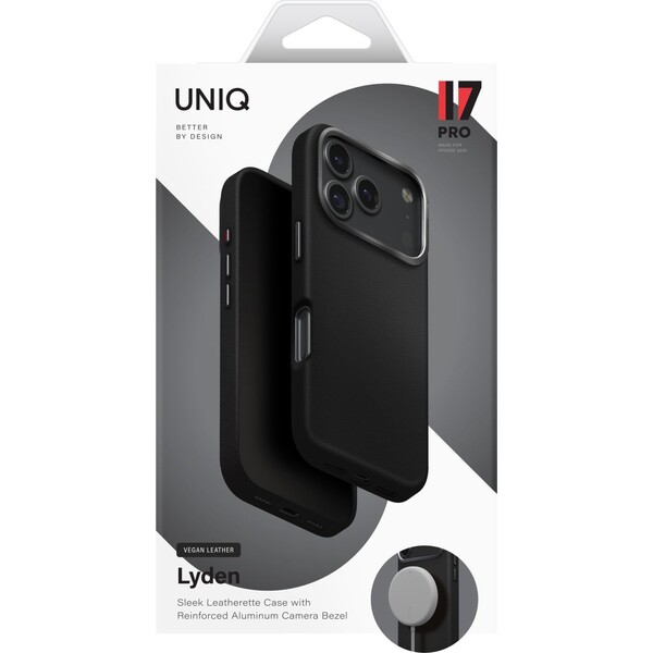 UNIQ Lyden Premium Leatherette MagClick MagSafe kryt iPhone 17 Pro Dallas Black - Pouzdra - Obrázek f121fb9cc86f4ad5b0d237539c8fc710