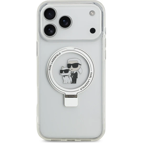 Karl Lagerfeld Ringstand Karl and Choupette MagSafe kryt iPhone 17 Pro Max bílý - Pouzdra - Obrázek f126c07fc7334871ba7378eccecdcb54