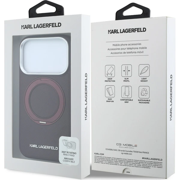 Karl Lagerfeld PU Saffiano Ring Stand MagSafe kryt iPhone 18 Pro vínový - Pouzdra - Obrázek f14bdff96ee74858b9d1f4b5e0df887d