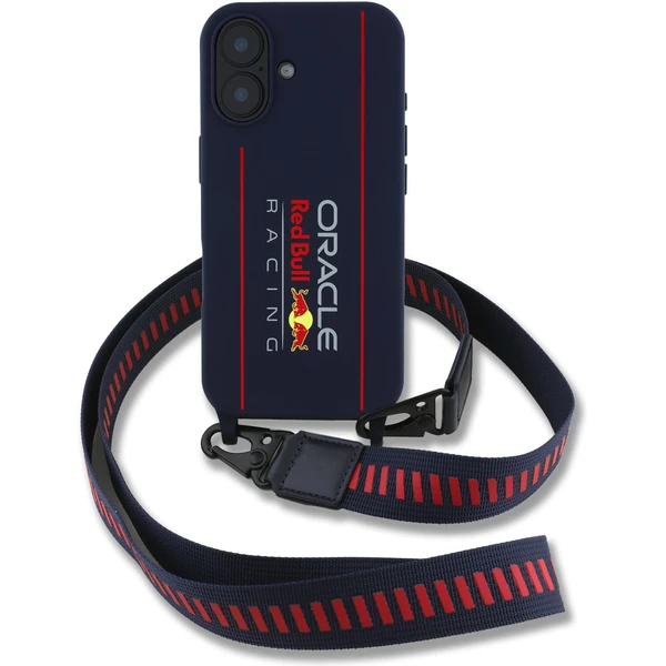 Oracle Red Bull Racing Silicone Vertical Logo MagSafe zadní kryt + Crossbody popruh iPhone 16 modrý - Pouzdra - Obrázek f16a733961a447b9af4720ca6fb36e09